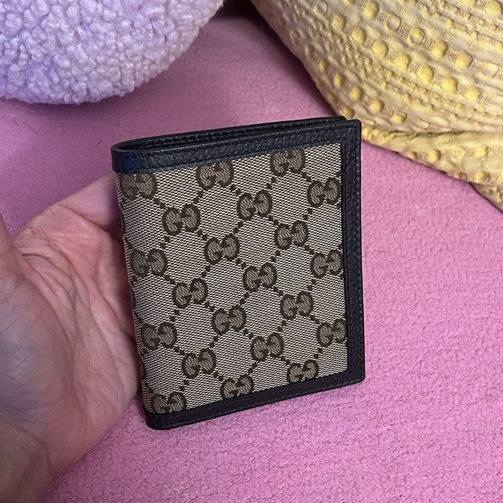 Gucci Beige and Brown Canvas Wallet